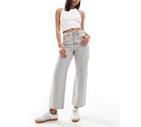 Bershka - Jeans dritti a fondo ampio lavaggio grigio alla caviglia 38