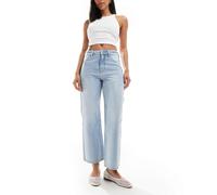 Bershka - Jeans dritti a fondo ampio lavaggio medio alla caviglia-Blu 48