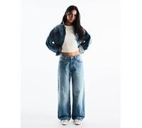 Bershka - Jeans dritti a vita alta blu medio 36