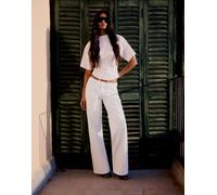Bershka jeans dritti a vita bassa bianchi-Bianco 40