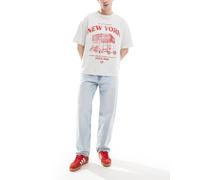 Bershka - Jeans dritti anni '90 azzurri-Blu 34