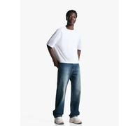 Bershka - Jeans dritti comodi blu sporco-Verde 44