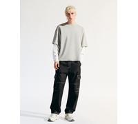 Bershka - Jeans extra larghi cargo neri-Nero 44