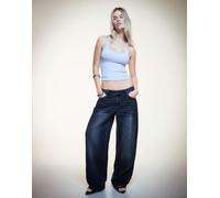 Bershka - Jeans larghi a cilindro grigi-Grigio 42