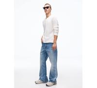 Bershka - Jeans larghi a zampa blu medio 40