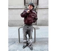 Bershka - Jeans larghi a zampa grigi-Grigio 46