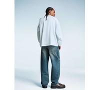 Bershka - Jeans larghi blu sporco-Verde 38