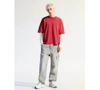 Bershka - Jeans larghi cargo grigi-Grigio 34