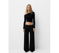 Bershka - Jeans neri con fondo ampio-Nero 40