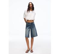 Bershka - Jorts stile bermuda ampi in denim blu denim 42