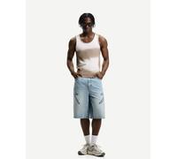 Bershka - Jorts stile bermuda blu medio con toppe a forma di stella 34