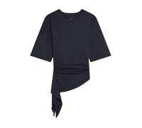 Bershka - T-shirt a maniche corte arricciata blu-Blu navy S