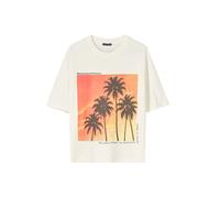 Bershka Maglietta 'PALMER' écru / giallo / arancione / nero Donna Bershka S écru / giallo / arancione / nero