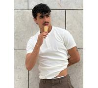 Bershka - Maglietta slim bianca a maniche corte con collo serafino-Bianco L