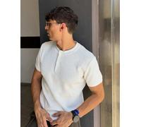 Bershka - Maglietta slim bianca a maniche corte con collo serafino-Bianco XL