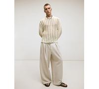 Bershka - Mega - Pantaloni ampi color pietra a quadri-Neutro S