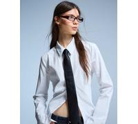 Bershka - Occhiali da sole rettangolari in resina bordeaux con filtro per luce blu-Rosso M