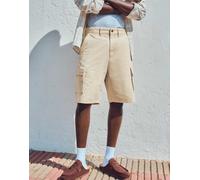 Bershka - Pantaloncini bermuda cargo a fondo ampio beige-Neutro 40