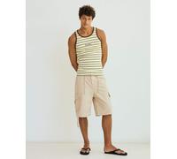Bershka - Pantaloncini bermuda cargo a fondo ampio beige-Neutro M