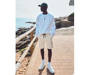 Bershka - Pantaloncini bermuda cargo regular bianchi-Bianco S