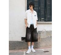 Bershka - Pantaloncini bermuda in denim neri stile skater-Nero 34