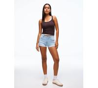 Bershka - Pantaloncini di jeans arrotolati azzurro chiaro-Blu 36