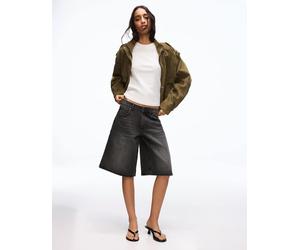 Bershka - Pantaloncini jorts in stile bermuda di jeans larghi neri-Nero 38