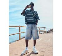 Bershka - Pantaloncini stile bermuda ampi in denim blu medio 46