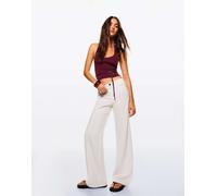 Bershka - Pantaloni a fondo ampio bianchi-Bianco 42