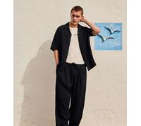 Bershka - Pantaloni ampi stile rustico neri-Nero L