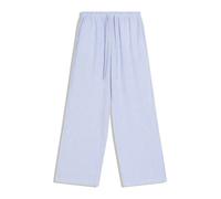 Bershka - Pantaloni blu in misto lino con fascia in vita elasticizzata-Blu navy 40