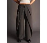 Bershka - Pantaloni bombati con pieghe beige-Marrone 46
