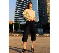 Bershka - Pantaloni Capri neri-Nero 36