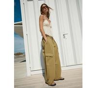 Bershka - Pantaloni cargo stampati kaki-Verde XS