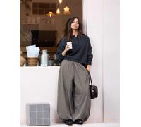 Bershka - Pantaloni in popeline kaki stile bloomer-Verde L