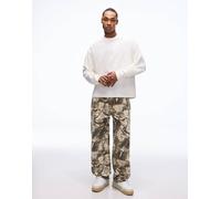 Bershka - Pantaloni molto larghi marroni con stampa-Marrone 42