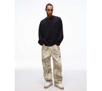 Bershka - Pantaloni molto larghi verdi con stampa-Verde 36