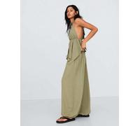 Bershka - Pantaloni sarouel stile rustico kaki-Verde XL