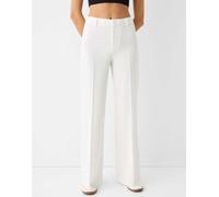 Bershka - Pantaloni sartoriali bianchi a fondo ampio-Bianco 40