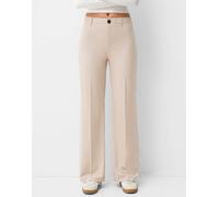Bershka - Pantaloni sartoriali con fondo ampio beige chiaro-Neutro 42
