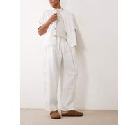 Bershka - Pantaloni stile rustico super ampi bianchi-Bianco XL