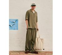 Bershka - Pantaloni stile rustico super ampi kaki-Verde M