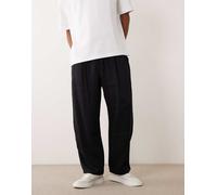 Bershka - Pantaloni stile rustico super ampi neri-Nero M