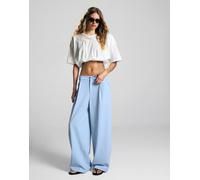 Bershka - Pantaloni voluminosi in doppio tessuto azzurri-Blu 42