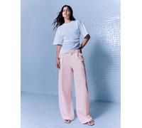 Bershka - Pantaloni voluminosi rosa in doppio tessuto 36