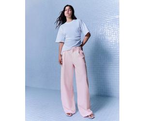 Bershka - Pantaloni voluminosi rosa in doppio tessuto 36