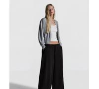 Bershka Petite - Barrel - Pantaloni felpati bombati neri con fermacorda-Nero M