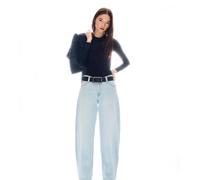 Bershka Petite - Jeans ampi a vita bassa bombati blu 42