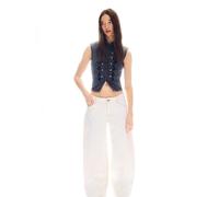 Bershka Petite - Jeans ampi a vita bassa écru a cilindro-Bianco 42