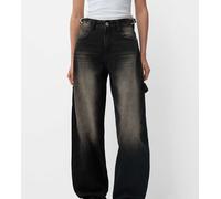Bershka Petite - Jeans marroni bombati regolabili-Marrone 40